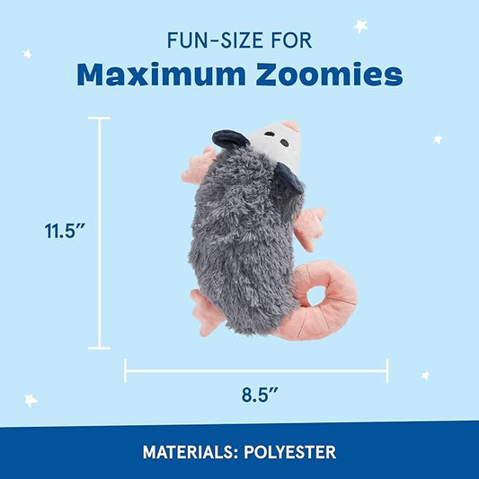 Barkbox Poppy Possum Dog Toy – Plush Squeaky Toy with Whip-N-Flip Tail & Fluffy Filling – Interactive Plush Fun for Dogs Who Love to Thrash & Play