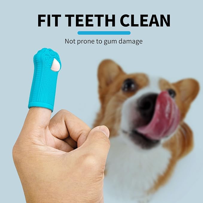 Hera Harmony Finger Toothbrush for Dogs & Cats, Soft Silicone Pet Dental Care Brush for Plaque & Tartar Removal, Teeth Cleaning & Gum Massage, Reusable 3 Pack