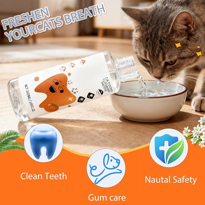 Fureverpets Dental Water Additive, Water Additive for Cats Teeth, Cat Water Additive for Dental Care, Cat Tooth Cleaning Water,Teeth Cleaning Mouthwash, Easy Daily Use (2pcs, Cats)