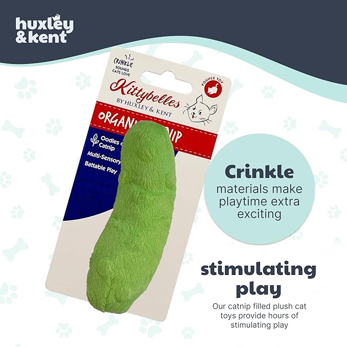 Huxley & Kent Plush Cat Toy - Interactive Catnip Toy for Cats & Kittens - Soft with Crinkle & Catnip - Fun Indoor Play - Pickle