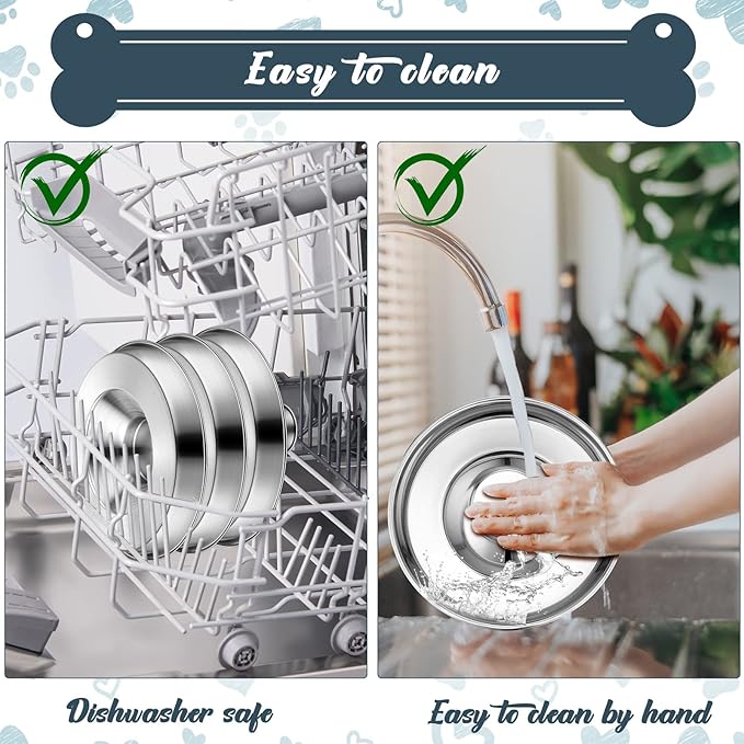 Zopeal 6 Pcs 11.8" Stainless Steel Puppy Bowls Puppy Food Feeding Bowl Dog Food Water Slow Feeder Bowls, Weaning Feeder for Litters, Small Medium Large Dogs, Pets, Multiple Puppies, Gift for Christmas