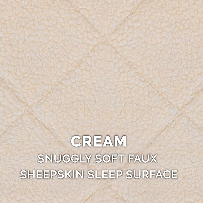 Furhaven Dog Bed for Large/Medium Dogs, 100% Washable, Sized to Fit Crates - Sherpa Fleece Bolster Crate Pad - Cream, Large