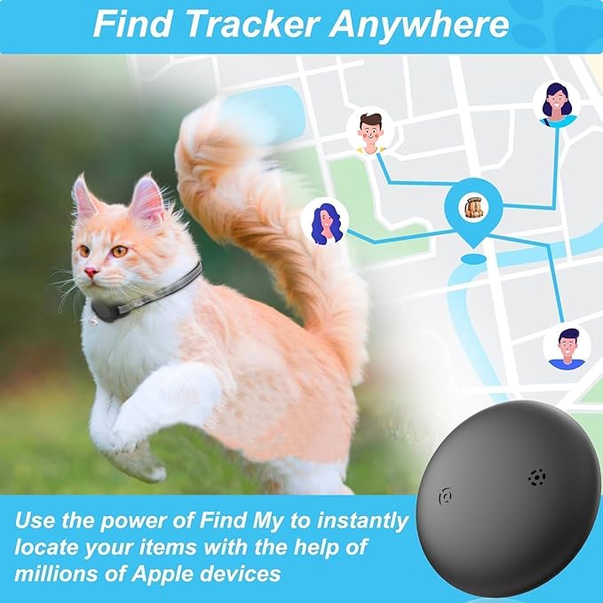 GPS Tracker for Cats, Mini GPS Cat Tracker, Smart Pet Activity Tracker, No Monthly Fee, Compatible with Apple Find My(iOS Only), Anti-Lost, Finder Tag for Vehicles, Pets, Kids, Items (1 Pack)
