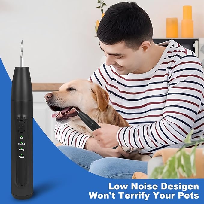 Dog Teeth Cleaning Kit,Dogs Tooth Brushing Kit with Light,3 Modes Doggie Toothbrush, Dog Plaque and Tartar Remover for Teeth,Low Noise Pet Teeth Cleaner,Dark Black