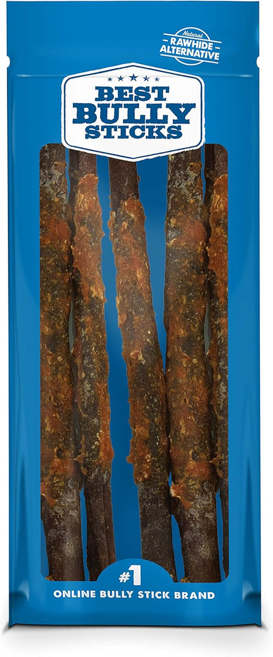 Best Bully Sticks Chicken Wrapped Beef Collagen Sticks - 12 Inch 5 Count (Pack of 1) - Natural, USA Baked and Packed, Easily Digestible, Limited Ingredient, Rawhide Alternative
