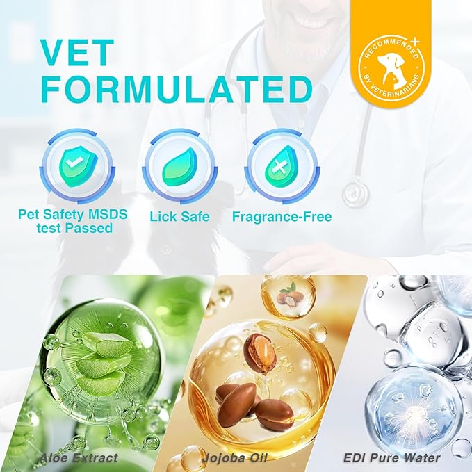 TroisAmis Thick Pet Glove Wipes for Dog & Cat Unscented, Cleaning & Deodorizing Grooming Gloves Wipes, No-Rinse Grooming Wipe for Daily Care and Travel, Ears Face Paws Butt Clean,Hypoallergenic&Gentle