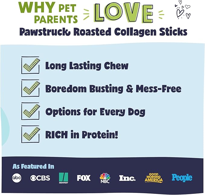 Pawstruck All Natural 5-6" Roasted Collagen Sticks for Dogs – Low Odor & Long-Lasting Bully Stick Alternative, Single Ingredient & Vet Approved – 10 Pack