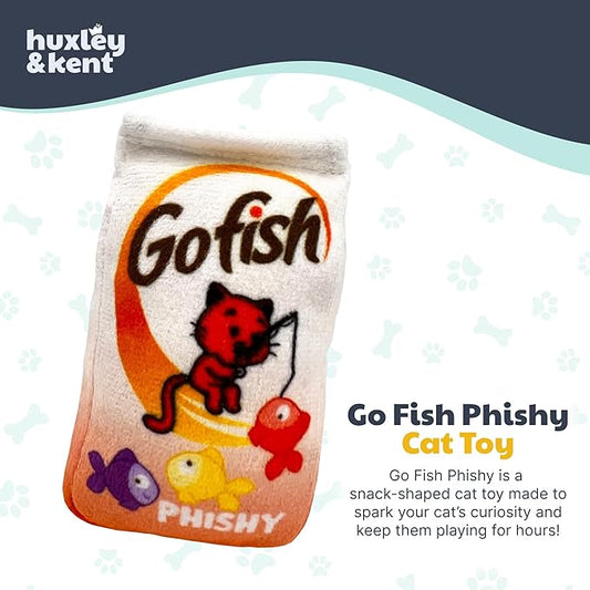 Huxley & Kent Plush Cat Toy - Interactive Catnip Toy for Cats & Kittens - Soft with Crinkle & Catnip - Fun Indoor Play - Go Fish Phishy