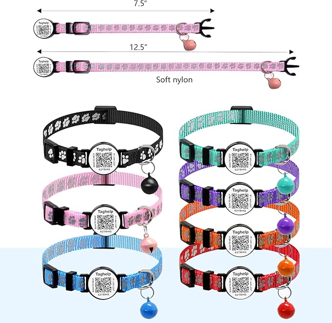 Christmas 2 Pack, Never Lose Your Cat's Info Again | Breakaway Collar with Scan-to-Contact QR Code Plate | Reflective, Bell & Fully Adjustable, 2-Pack Value (Red & Green)