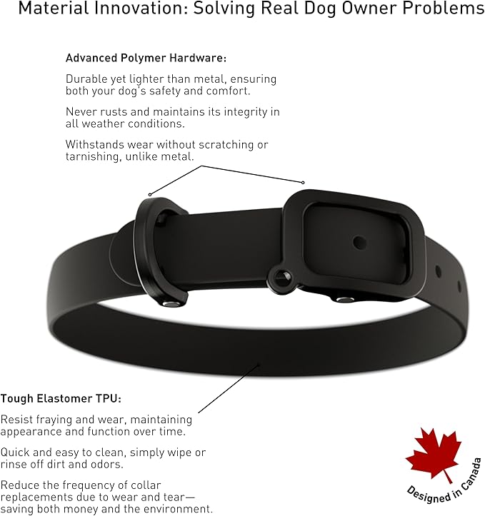 Waterproof Dog Collar - Durable, Comfortable and Adjustable Outdoor Dog Collar with Wear Resistant Buckle and ID Tag Ring for Puppies and XSmall Dogs by Nuvuq (Black, XSmall)