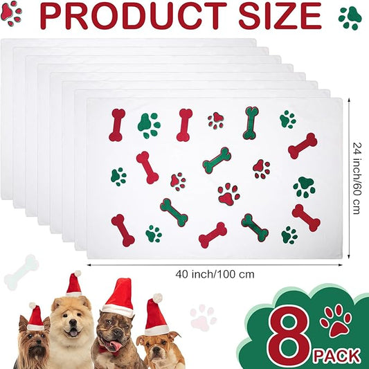 Chumia 8 Pcs Dog Towels for Drying Dogs Cats Pet Towels Bulk Puppy Microfiber Quick Drying Paw Bath Bathing Supplies Absorbent for Medium Pets (Red Green,40 x 24 Inch)