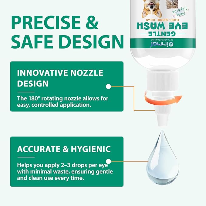 Pet Dog Eye Drops, Eye Drops for Dogs & Cats, Eye Drops and Wash for Pets, Soothes Irritation, Moisturizes Dry Eyes, Safe & Gentle Formula Daily Pet Care 100ml