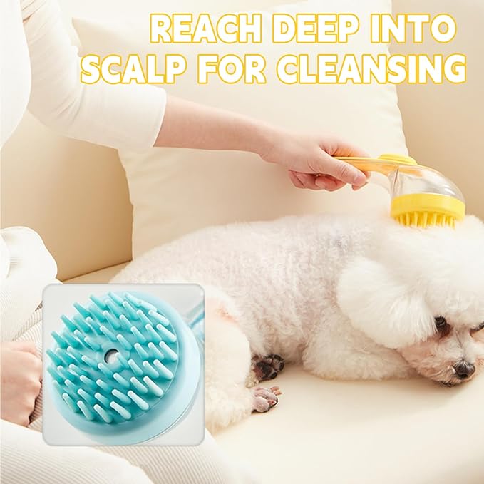 Pet Bath Brush,Dog Shampoo Brush Bubble Maker,New 2 in 1 Dog Bath Brush with Built-in Shampoo Dispenser,Bathing Dog Grooming Massage Brush for Showering Long and Short Haired Dogs and Cats(green)