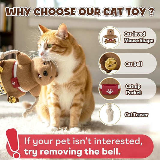 Cat Wrestling Glove, Cats Puppet Wrestler with Tough Padding for Safe Interactive Play, Cat Wrestling Toy Puppet with Cats Teaser and Bell for Boredom Busting Training and Exercise