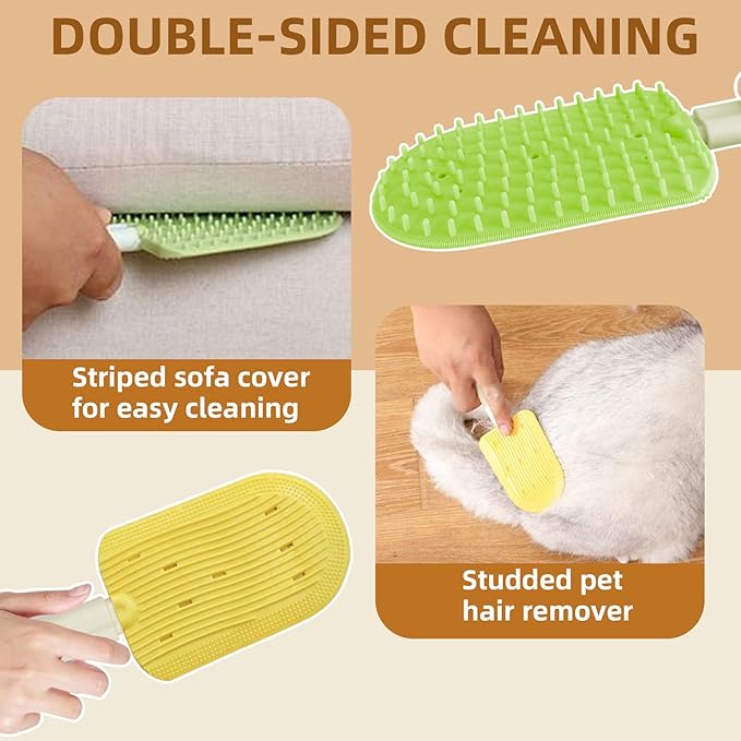 Pet Ice Cream Massage Comb, Cat Double-Sided Grooming Brush, Cat Tongue Brush for Cats Grooming Easily Removes Fur Reducing Hairballs (Yellow)