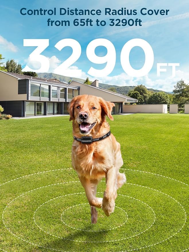 Wireless Dog Fence, GPS Wireless Dog Collar with 3 Correction Modes, Pet Containment System with AI Smart Signal, Electric Dog Fence Collar for Outdoor Use Only