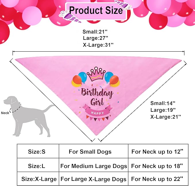 ADOGGYGO Dog Birthday Hat Bandana Girl - Pet Birthday Party Supplies - Pink Dog Tutu Hat Scarf Banner Set for Medium Large Dogs (Large)