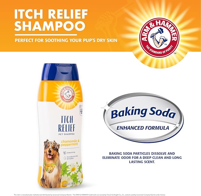 Arm & Hammer for Pets Itch Relief Shampoo, 20oz Chamomile and Peppermint Scent | Professional Quality Dog Itch Shampoo, Free of Sodium Lauryl Sulfate & Parabens