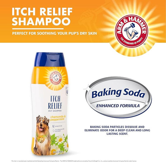 Arm & Hammer for Pets Itch Relief Shampoo, Chamomile and Peppermint Scent | Professional Quality Dog Itch Shampoo, Free of Sodium Lauryl Sulfate & Parabens, 20 Fl Oz - 6 Pack