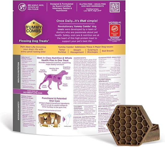 Yummy Combs Dog Dental Treats – Vet VOHC Approved – Delicious Chicken Protein – Removes Tartar with Cleaning Comb Shape – Dental Dog Treats for Extra Large Dogs (36oz, 18 Count)