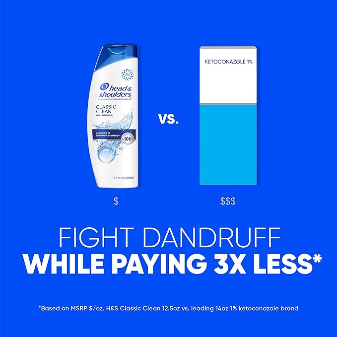 Head & Shoulders Anti-Dandruff Shampoo, Classic Clean Shampoo Twin Pack, 1% Pyrithione Zinc, Flake Control, Scalp Care, Color-Safe, Daily Use, Deep Clean, 32.1 fl oz Each