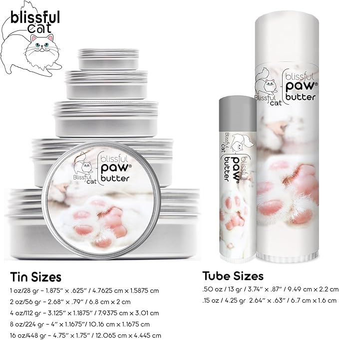 The Blissful Cat Paw Butter, Moisturizer for Dry Paw Pads, Softens and Protects a Rough Paw, Versatile, Lick-Safe Cat Paw Balm, 1 oz.