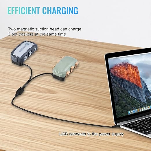 2 in 1 Portable Magnetic Charger Cable for Tractive GPS Tracker - Fast Charging USB Cord Compatible with Tractive Dog Pet GPS Trackers, Durable & Compact Design for Home/Outdoor Use (Black)
