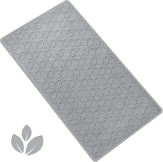 WRISIN Bathtub Mat Non Slip with Suction Cups - 100% Rubber Bathroom Mat Textured for Bath Tub Shower Safety - Soft on Touch - BPA/PVC Free - Pet Dog Bath Mat - Machine Washable - 16 × 28 Inch（Gray）
