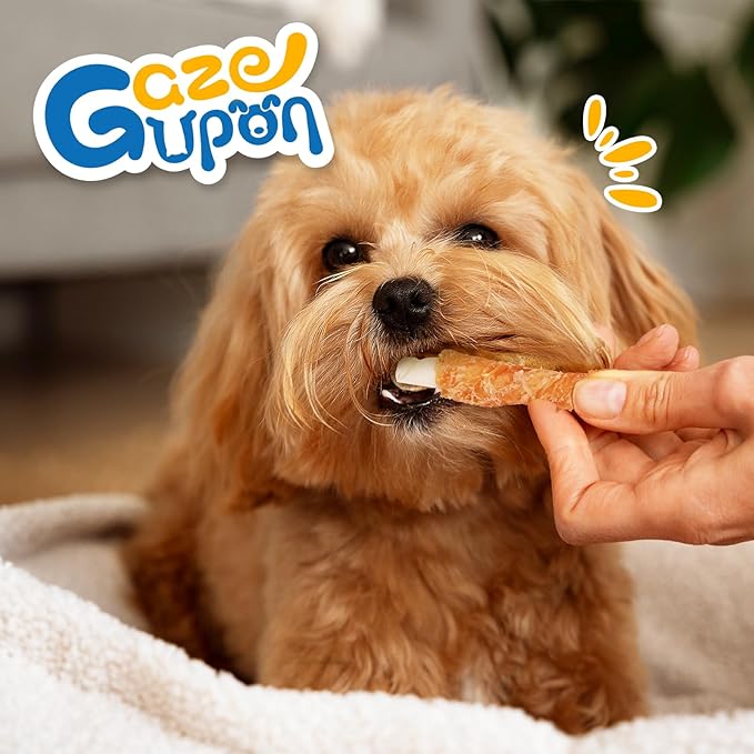 Gazeupon Chicken Wrapped Rawhide Dog Treats,Healthy Training Sticks, Teeth Cleaning Dog Chews w/Glucosamine Chondroitin