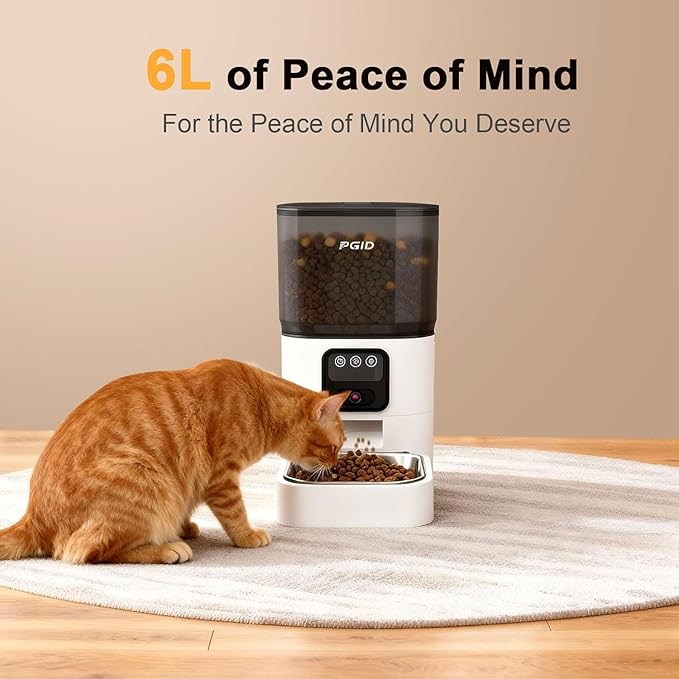 FGID Automatic Cat Feeder and Water Fountain,Wire or Battery Cat Food Dispenser Timer Pet Feeder Dog Feeders w Camera,Programmable Portion Control, 4 Daily Meals, 10s Voice Recorder