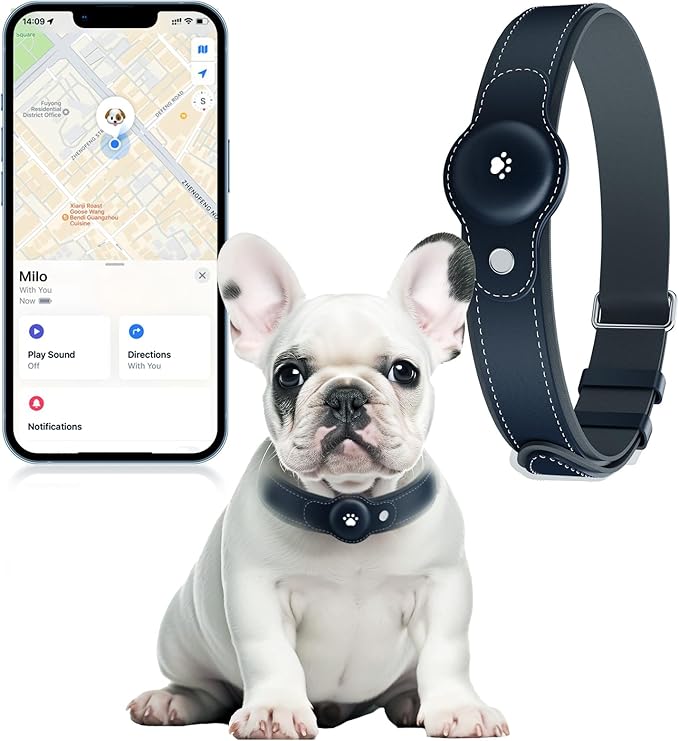 2-in-1 GPS Tracker for Dogs: Smart Collar with Real-Time Location, No Monthly Fee, Unlimited Range (iOS Only) GPS Tracker Dog Collar- Ideal for Small, Medium Large Dogs(Tracker Included)(Blue)