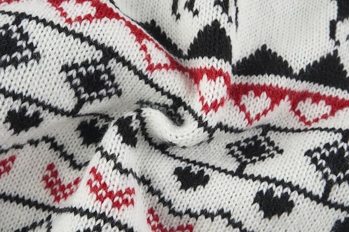 Lanyarco White Red Ugly Vintage Knit Reindeer Holiday Festive Christmas for Dogs X-Large (XL) Size Back Length 20"