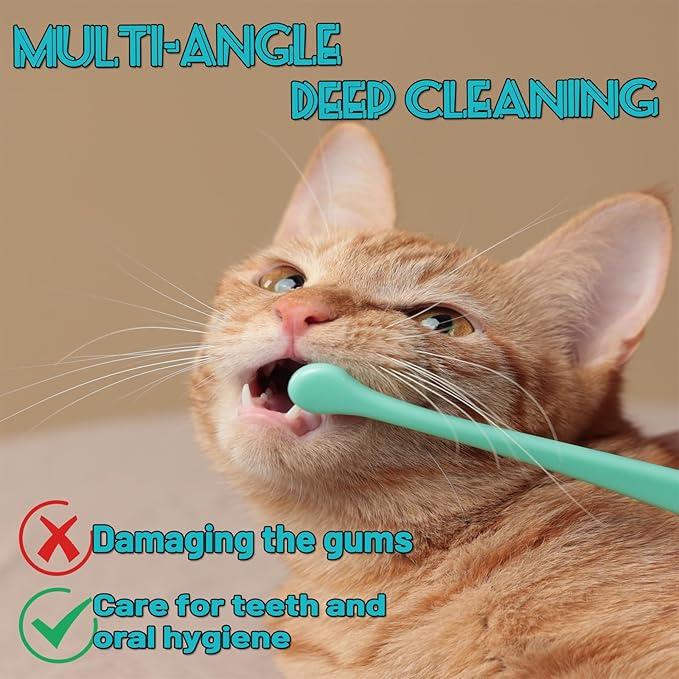 E.M&S.T by Emmeliestella Small Dog & Cat Toothbrush Micro Head, Cat Dental Care, Pets Toothbrush, Oral Hygiene, Easy to Handle, Deep Clean, Soft Bristles, Multi-Angle, Round&Pointed Toothbrush, 5 PCS