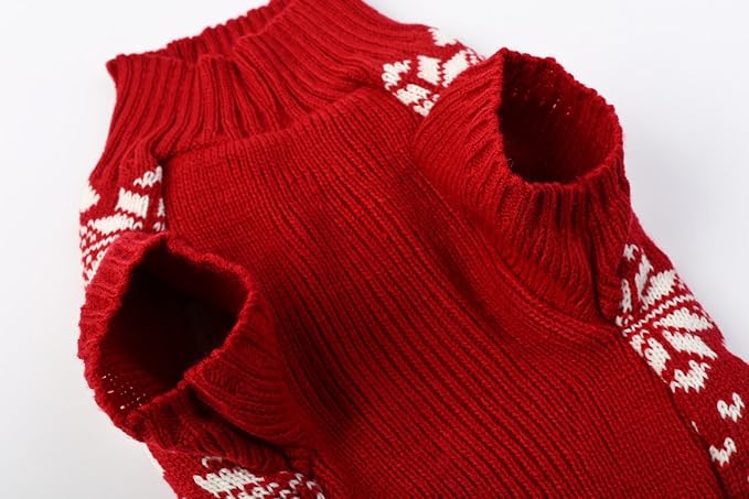 Lanyarco Red Christmas Dog Sweater, Reindeer Holiday Festive Ugly Dog Christmas Sweaters Clothes Outfit for Dogs, Medium M Size 13" Back Length