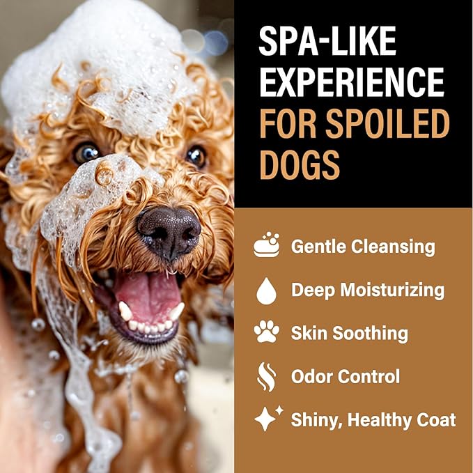 Dog Shampoo Alternative – Oatmeal & Honey Puppy Bubble Bath with Autumn Scent – Natural Gentle Dog Wash – Halloween Dog Gift - 12 Baths (Oatmeal Honey)