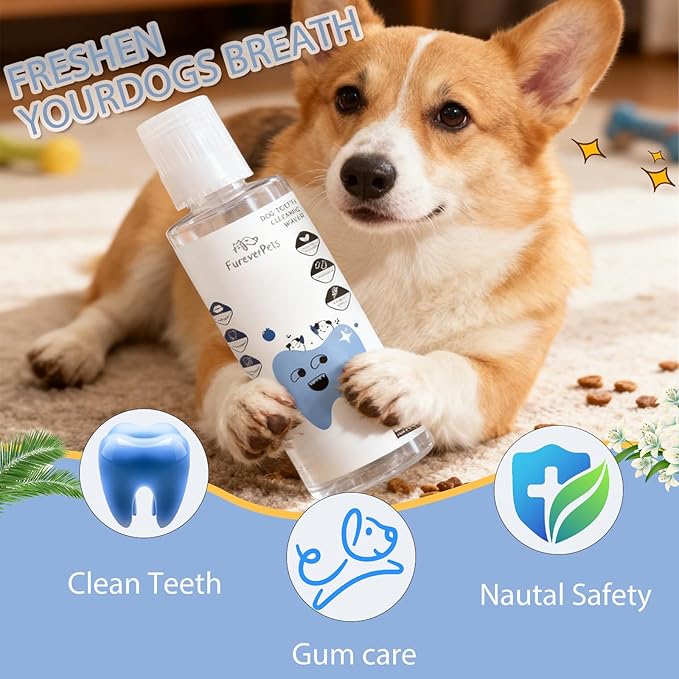 Fureverpets Dental Water Additive, Furever Pets Water Additive for Dogs Teeth, Dog Water Additive for Dental Care, Dog Tooth Cleaning Water,Teeth Cleaning Mouthwash, Easy Daily Use (1pcs, dogs)
