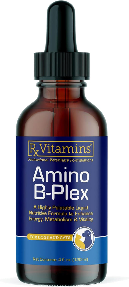 Rx Vitamins Amino B Plex Cat & Dog Supplement - Vitamin B Complex Liquid Plus Amino Acids for Dogs & Cats - Appetite Booster and Weight Gainer Cat & Dog Vitamins - 4 oz