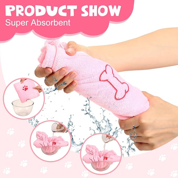 Chumia 4 Pcs Dog Towels for Drying Dog Puppy Bulk Microfiber Absorbent Paw Towel Pet Bathing Supplies Quick Drying for Medium Cats Pets Shower(24 x 40 Inch,Light Pink, Light Blue)