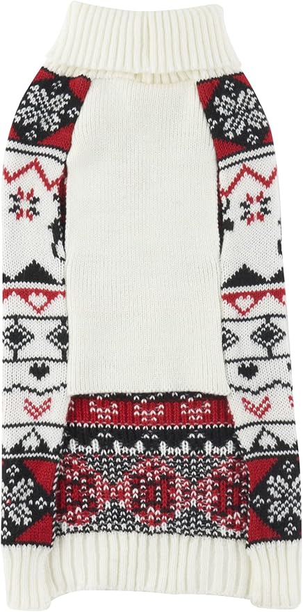 White Red Ugly Vintage Knit Reindeer Holiday Festive Christmas for Dogs Large (L) Size Back Length 16"