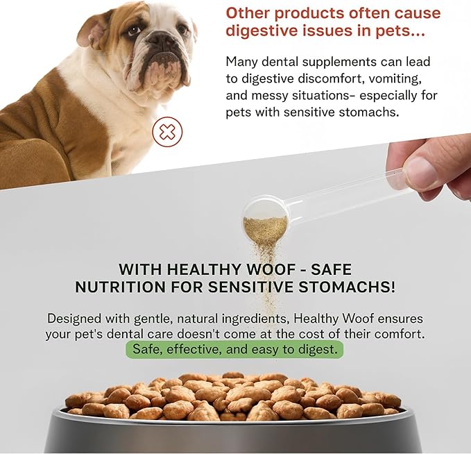 Dental Powder for Dogs - Complete Oral Care Bone Broth, Dog Teeth Cleaning Powder, Tartar Remover, Fresh Breath, Sensitive Stomach Support, No Brush Dental Care, 4.2 oz, 60 Scoops