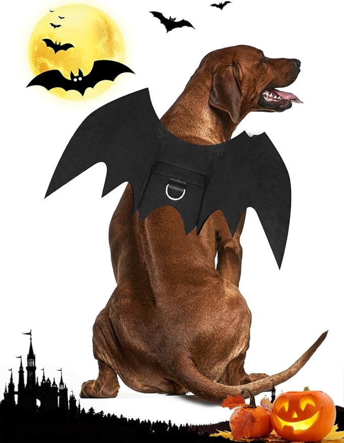 Halloween Dog Bat Wings Costume, Pet Halloween Cosplay Party Dress Up Costume for Dogs and Cats (X-Large)