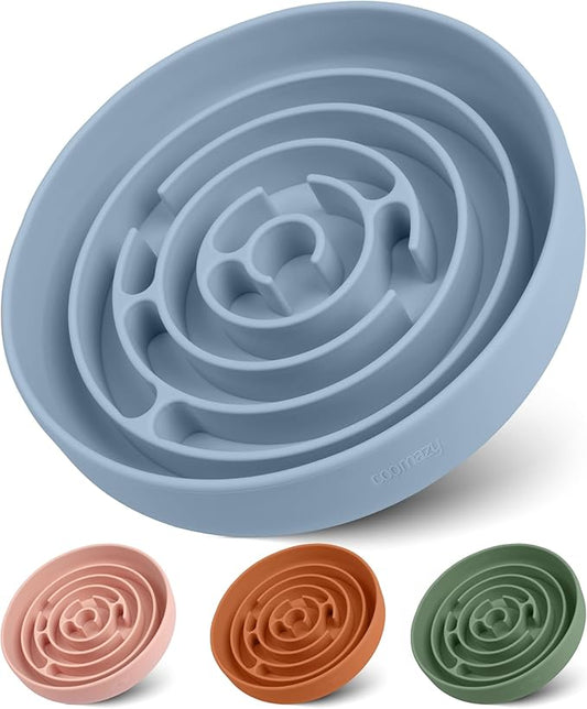 Coomazy Slow Feeder Dog Bowl, Silicone Material, Nonslip Design, BPA Free, Light Blue