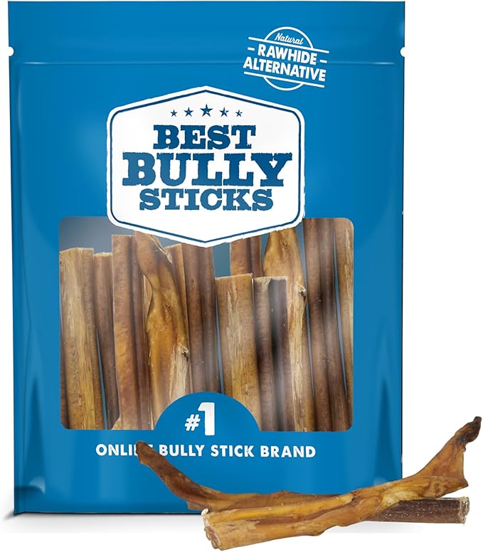 Best Bully Sticks Odorless 4-8 Inch Bully Sticks for Dogs - 8 oz (Pack of 1) - Natural Grass-Fed Beef, No Rawhide, Grain and Odor Free Chew Treat - Small, Medium, Large Breeds, Puppies