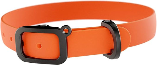 Waterproof Dog Collar - Durable, Comfortable and Adjustable Outdoor Dog Collar with Wear Resistant Buckle and ID Tag Ring for Medium Dogs by Nuvuq (Orange, Medium)