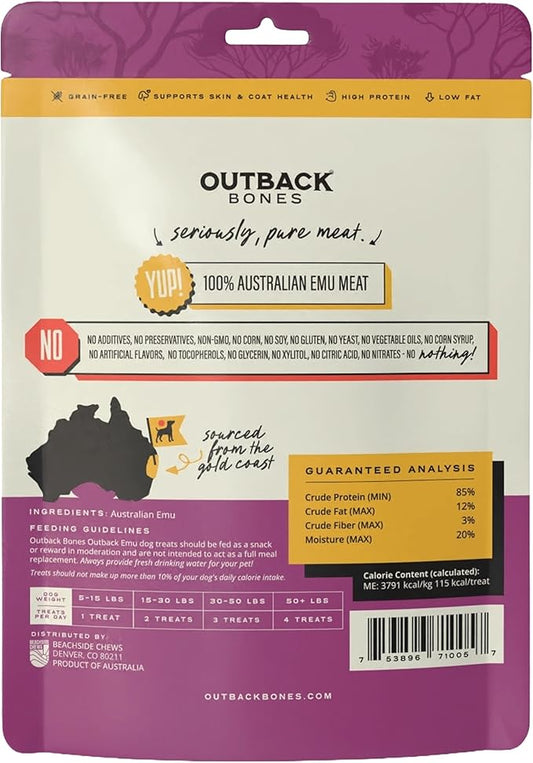 | Emu Dog Treats Jerky Strips | Single Ingredient Air Dried Natural Jerky Treats (7.05 oz)