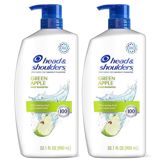 Head & Shoulders Dandruff Shampoo, Clinically Proven Anti Dandruff & Scalp Care Treatment, Fresh Green Apple Scent, Paraben-Free, 32.1 Fl Oz Each, 2 Pack