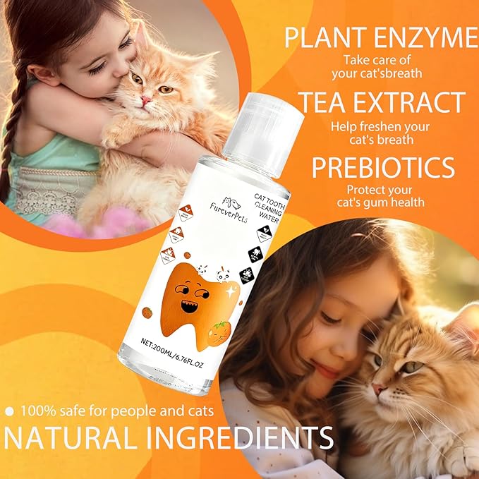 Fureverpets Dental Water Additive, Water Additive for Cats Teeth, Cat Water Additive for Dental Care, Cat Tooth Cleaning Water,Teeth Cleaning Mouthwash, Easy Daily Use (1pcs, Cats)