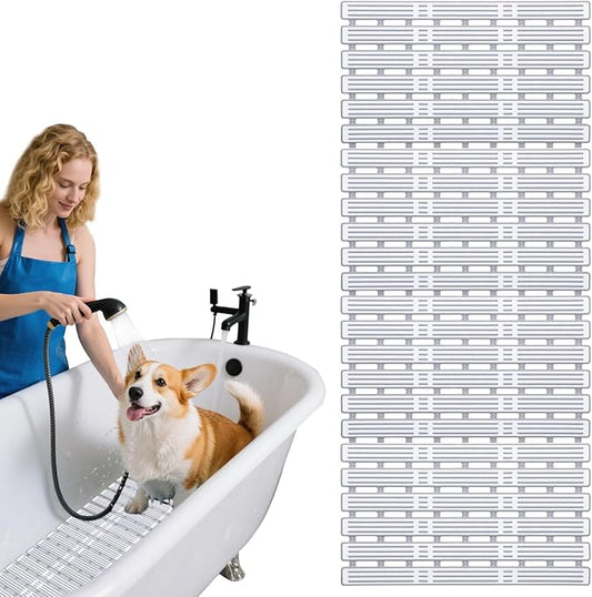 Dog Bath Mat for Pet Shower in Tub - Extra Long 35.43 x 15.74 Inch,DIY Puppy Washing Mat for Bathtub for Dog Grooming,Fast Dry Dog Shower Attachment Mat Senior Friendly Dog Bath Supplies