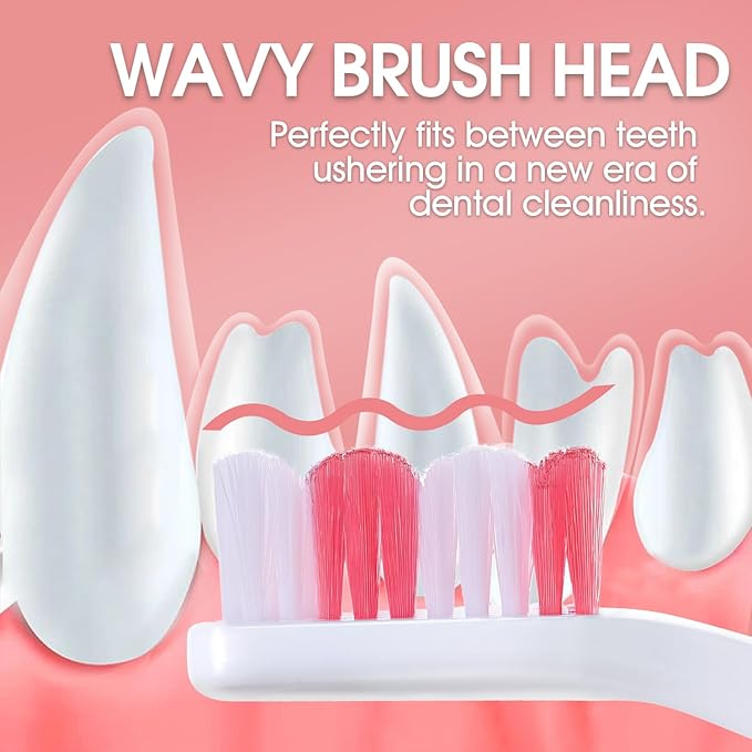 Dog Toothbrush – Newly Upgraded Dual-Head Design with 60° Wavy Bristles – Gently Surrounds Teeth for Deep Cleaning and Plaque Removal – Non-Slip Handle, Ideal for Daily Pet Dental Care (Red, 2-Pack)