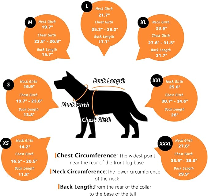 Dog Coat Dogs Jacket Waterproof Reflective Adjustable Dog-Winter Coats for Small/Medium/Large Dogs Dachshund Coat-(Orange, Large)